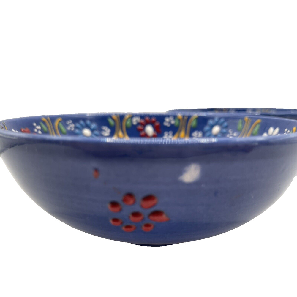 Hand Painted Stamped Turkish Ceramic Bowl Set Of 2 Hand Made 5" Diameter 2" Tall - Picture 10 of 10
